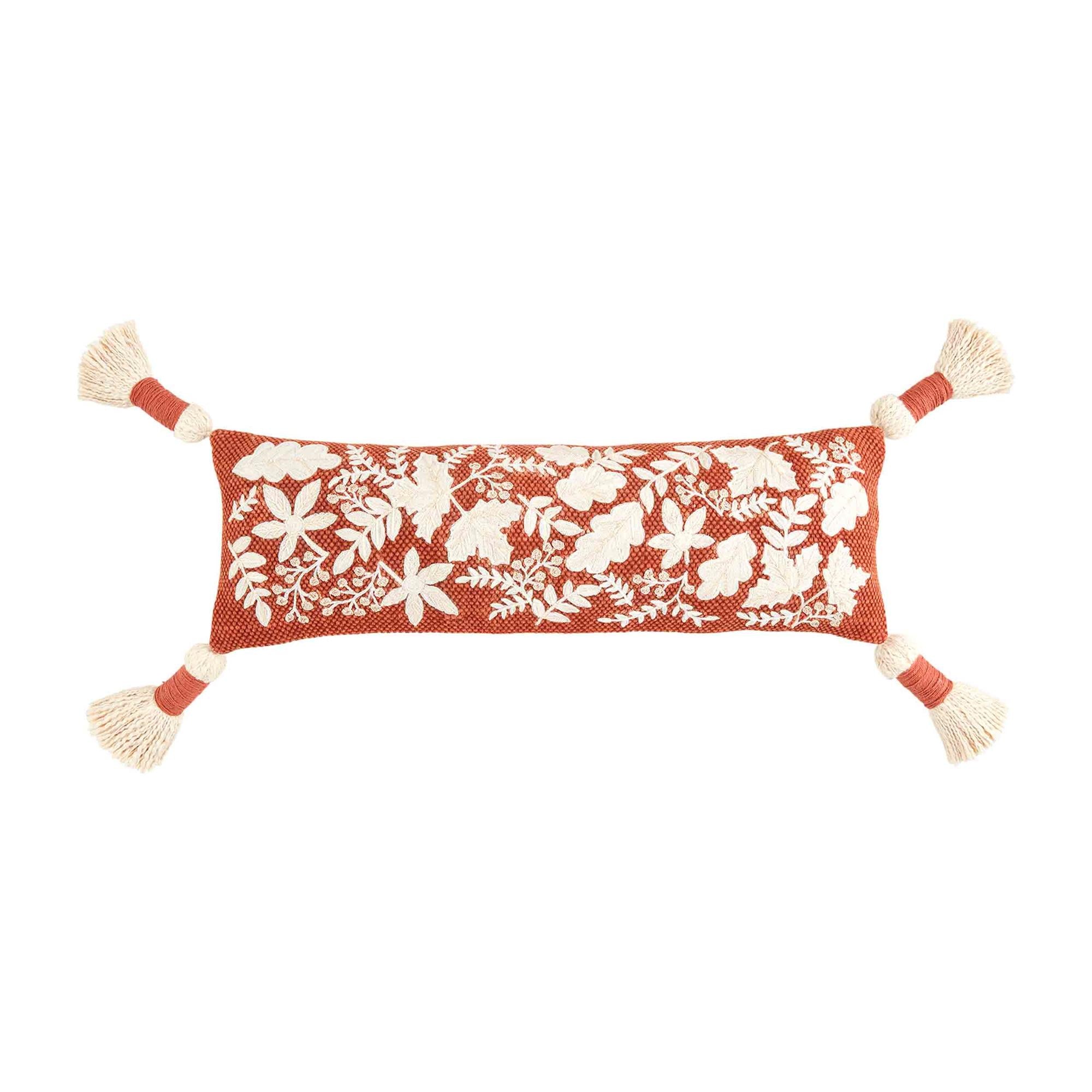 Leaf Embroidered Long PIllows