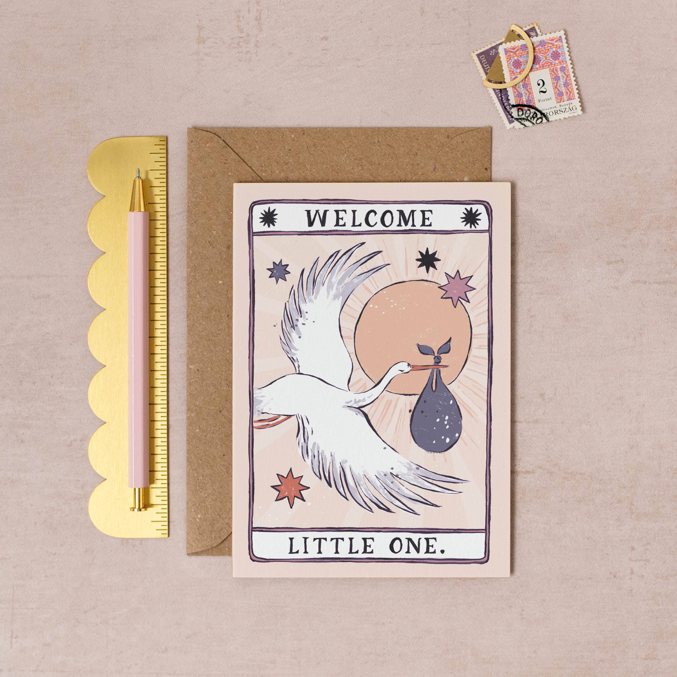 Stork New Baby Card | Gender Neutral Baby Cards | Adoption