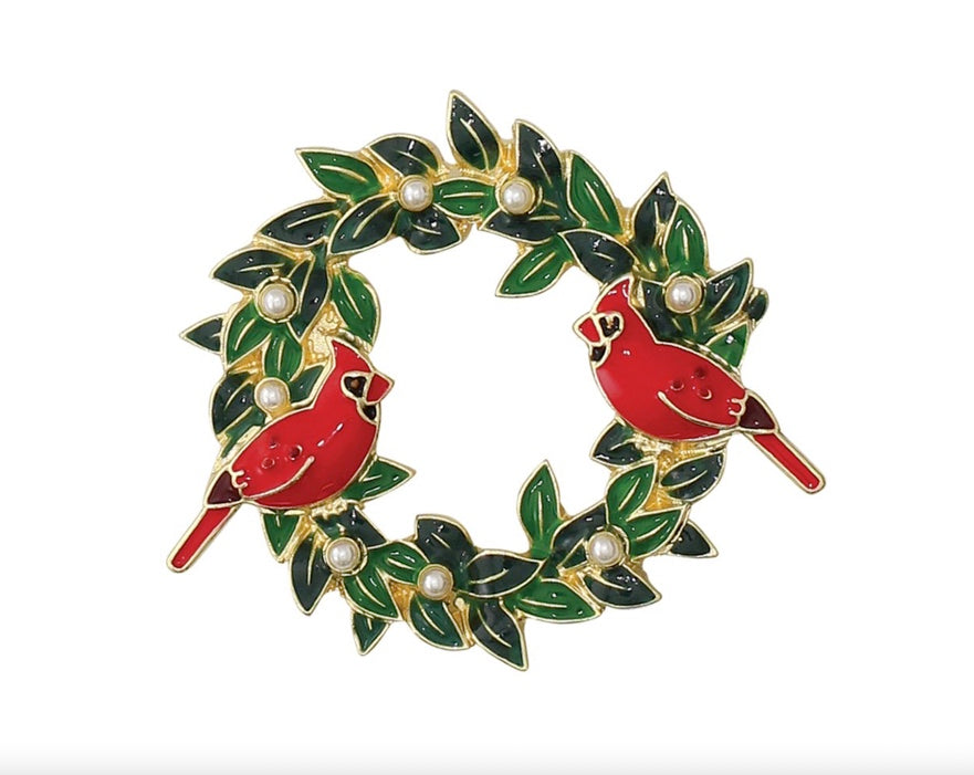Cardinal Wreath Pin