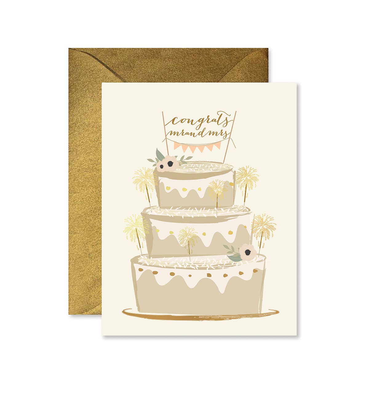 Sparkler Cake Wedding Greeting Card
