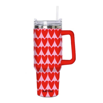 Girly Red Hearts Design Wholesale Tumbler with Handle