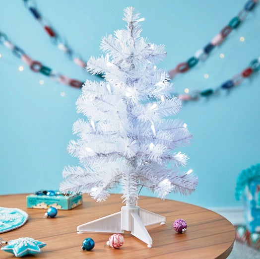 Miniature White Pre-Lit Christmas Tree, 18.75"
