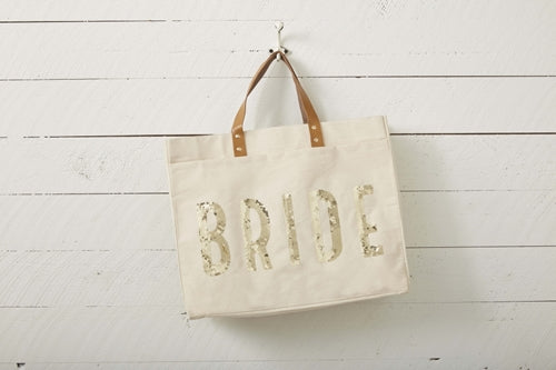 sequined bride tote bag