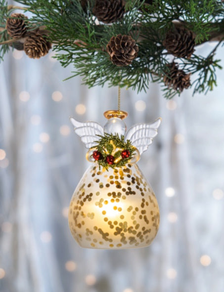 Glass Light Up Angel Ornament