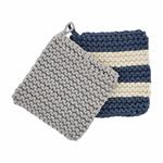 Blue and Green Knitted Potholders