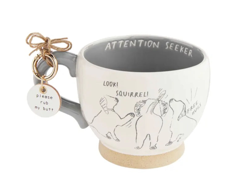 attention dog mug tag set