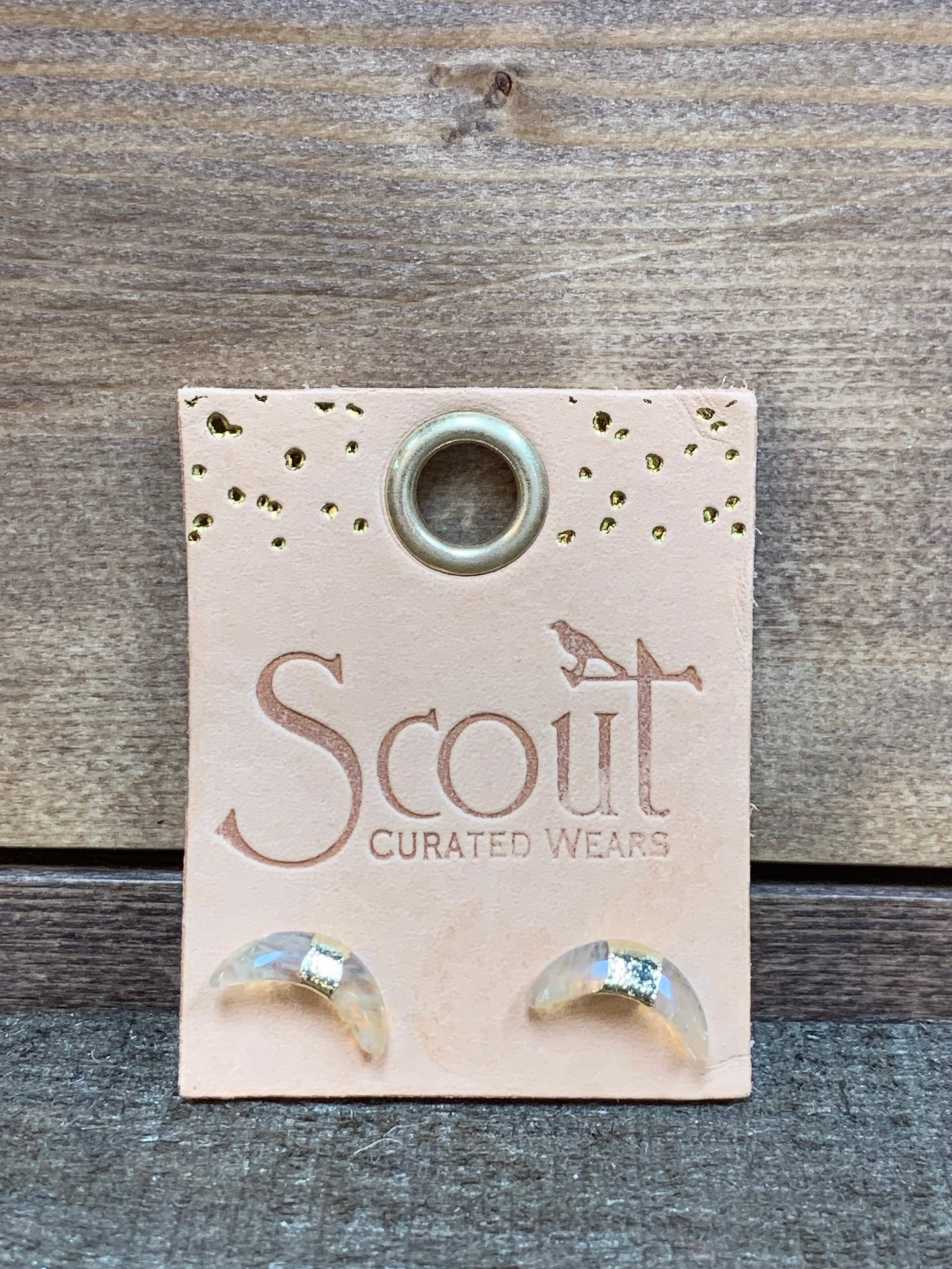 scout earrings crescent moon gold studs