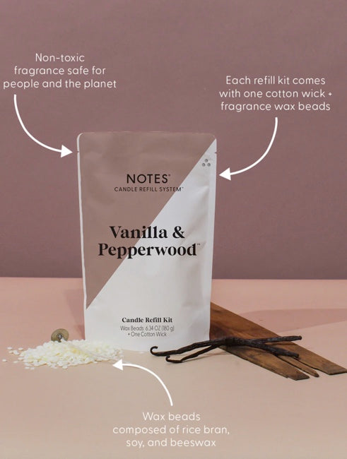 Vanilla & Pepperwood Candle Refill Kit