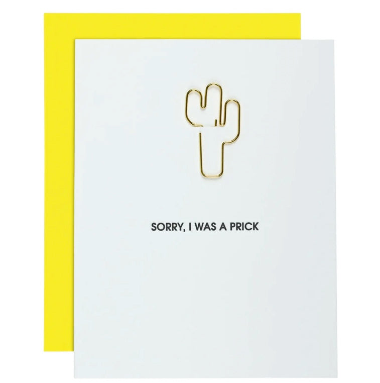sorry i was a prick cactus paper clip card