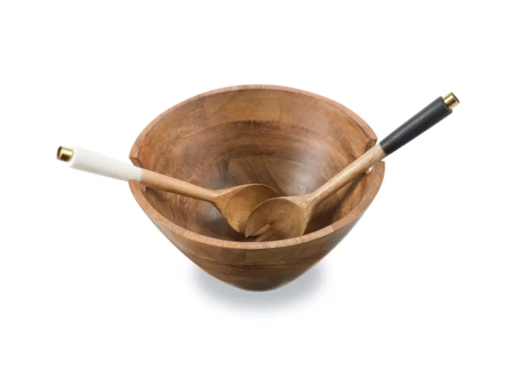 wooden serving bowl & utensil set