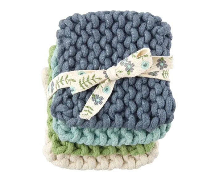 Pastel Crochet Coaster Sets - Blue
