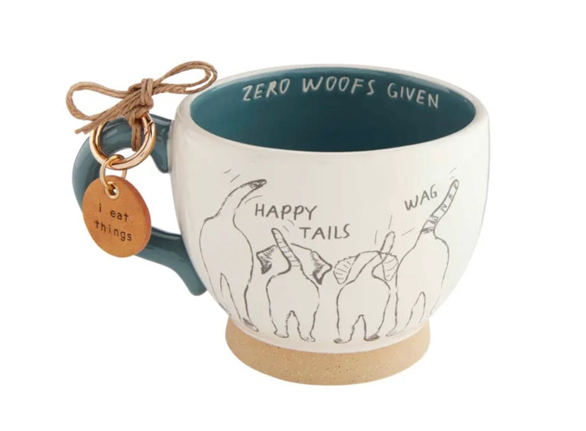zero woofs dog mug tag set