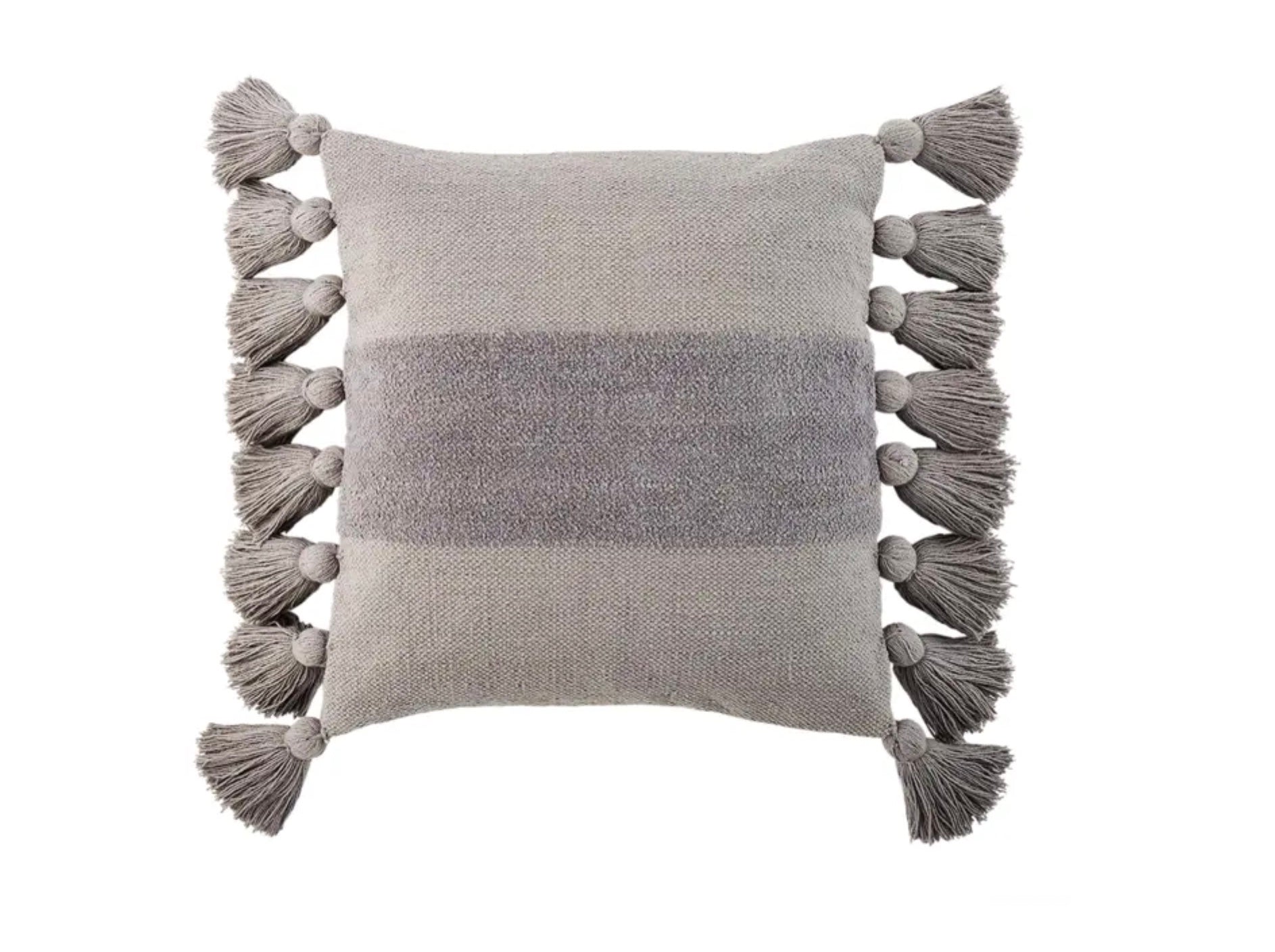 Gray Square Tassel Pillow