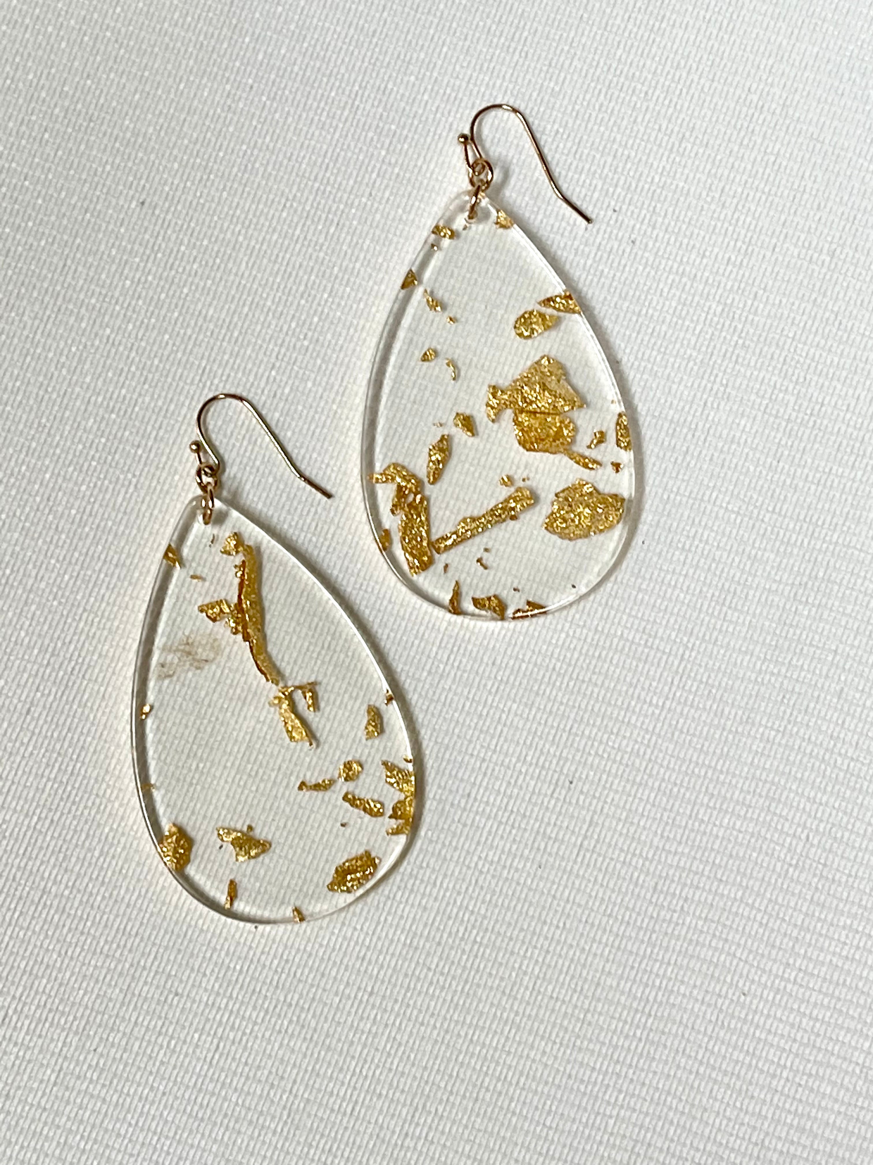 rain drop gold leaf earring