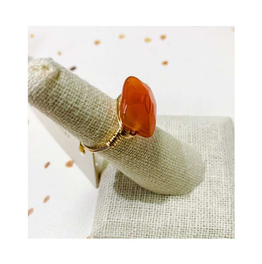 Red Agate Wrapped Ring