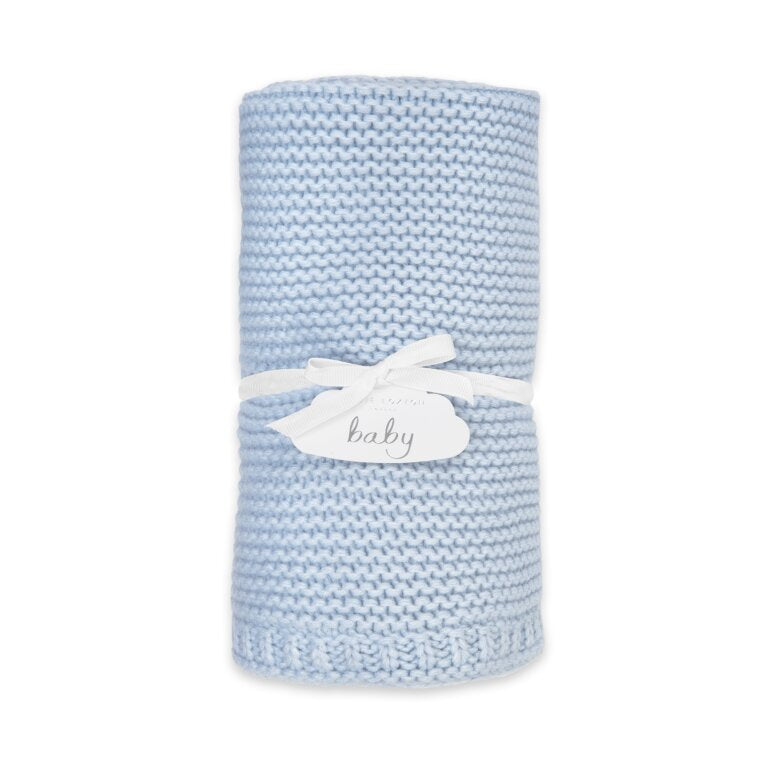 cotton knitted blanket blue