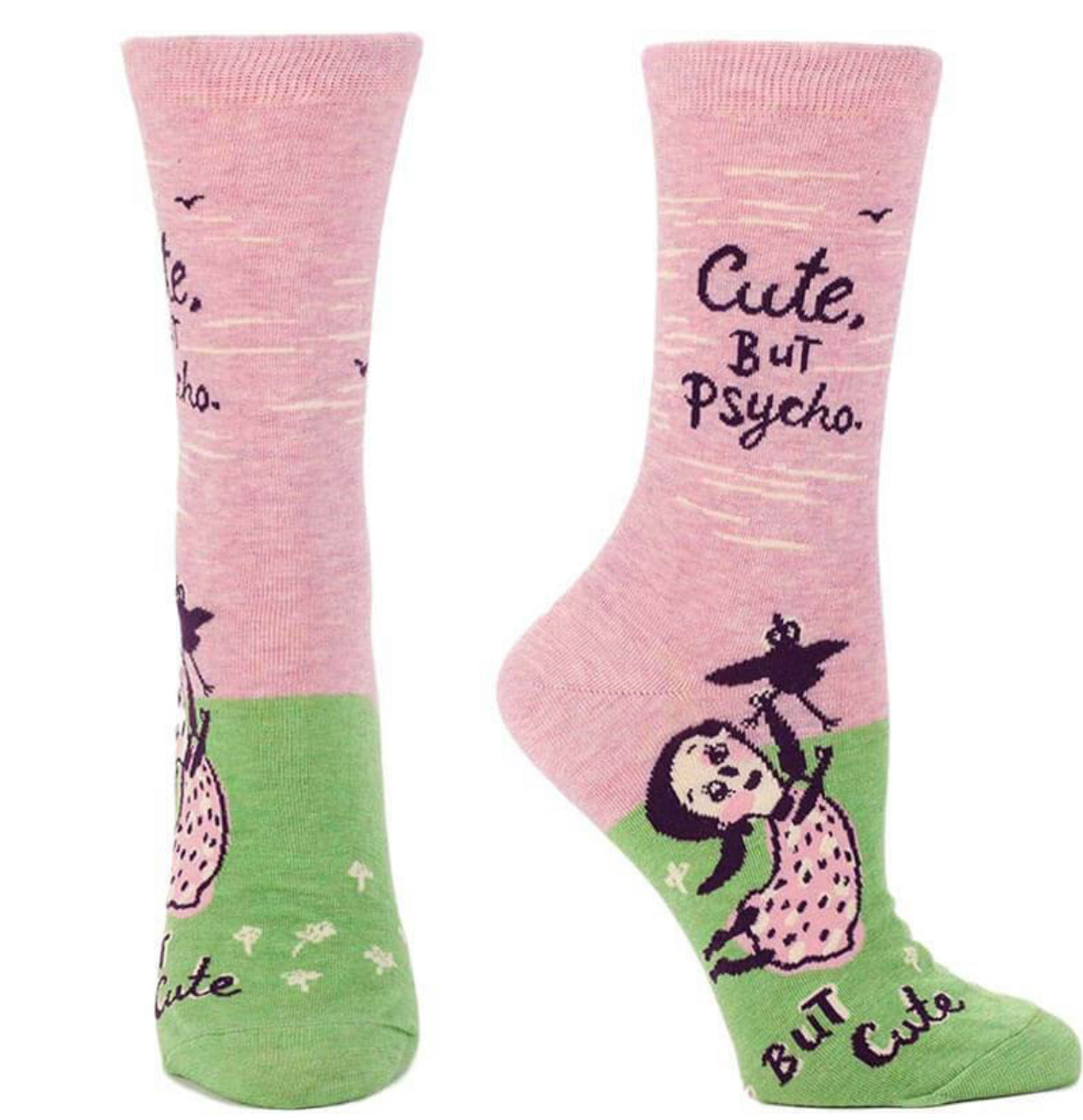 cute. but psycho women's crew socks